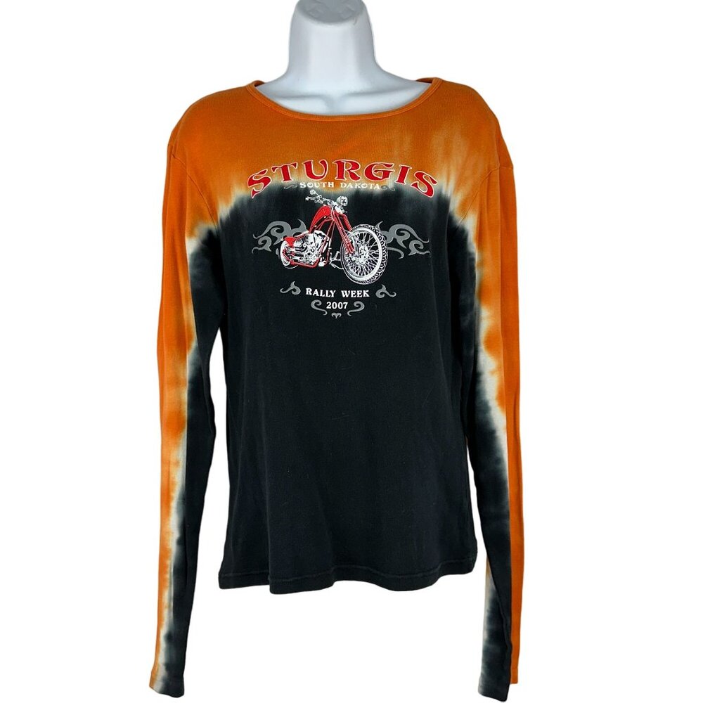 Twin V Sturgis 2007 Rally Week Long Sleeve Motorcycle Shirt XL Tie Dye